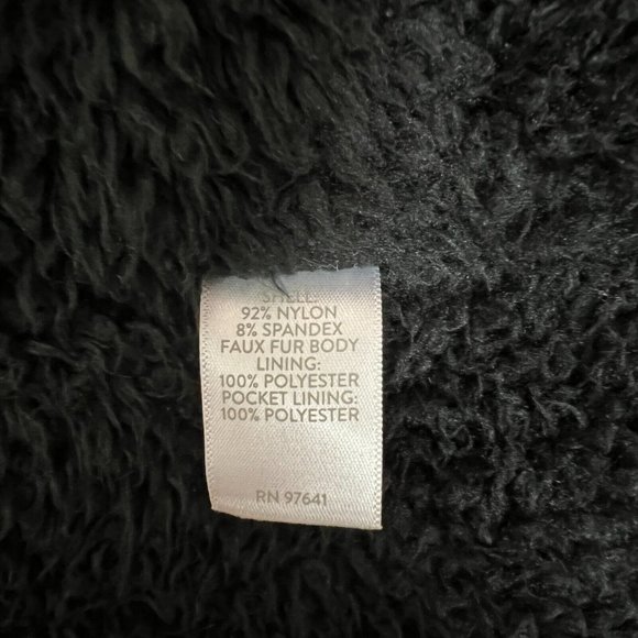 J Jill Fit Vest Women XL Black Faux Fur Sherpa Lined Full Zip Sleeveless Pockets - Picture 12 of 13
